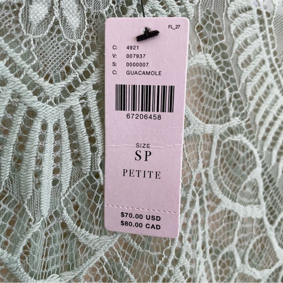 Anthropologie Bishop Young NEW Sheer Lacy Top Lace Blouse Light Green Scallop PS - Picture 3 of 9